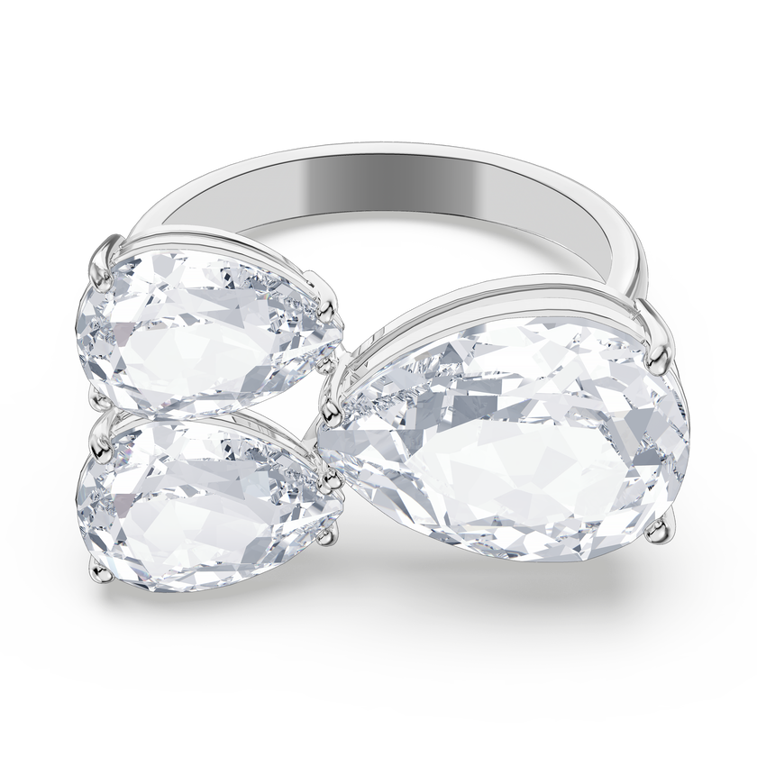 swarovski millenia cocktail ring  pear cut crystals  white  rhodium plated